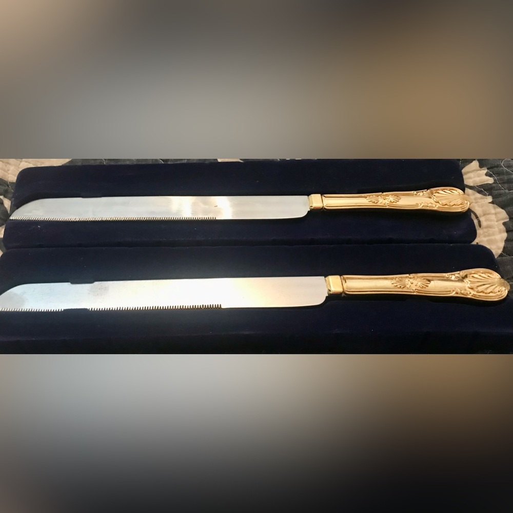 Vintage Gold Plated Cake Knife International Silver Company 12.5”